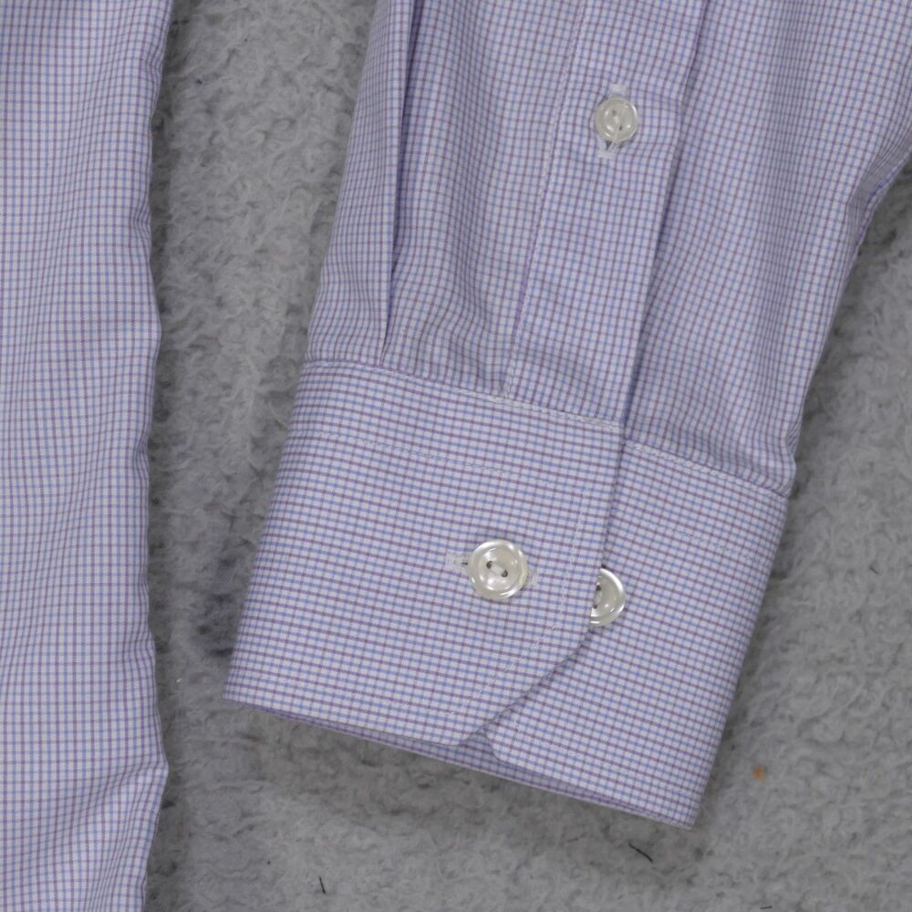 Eton Dress Shirt Mens 15 Slim Blue Pink Plaid Long Sleeve - Picture 4 of 15